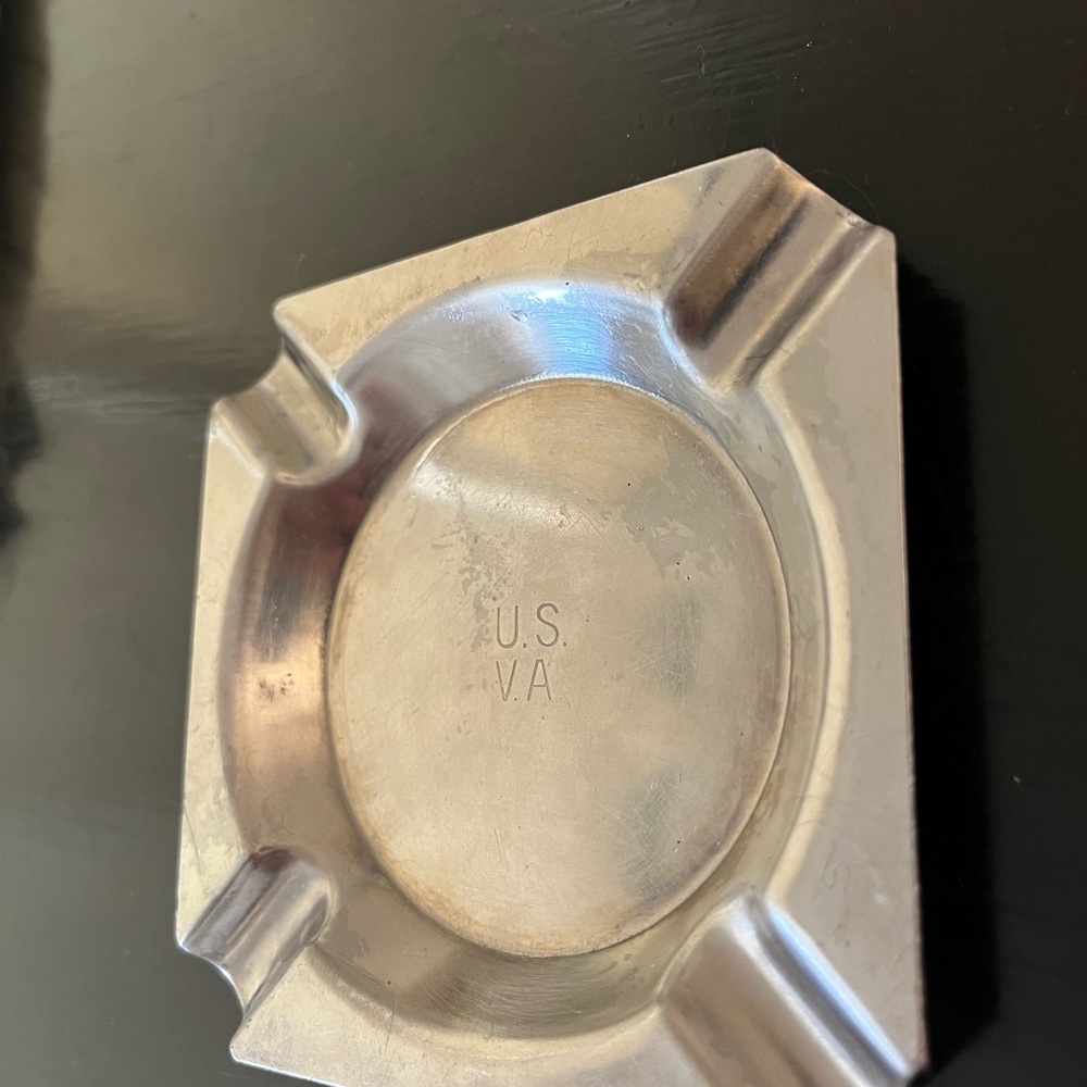 Silver Vintage 4x4 U.S. VA Ashtrays